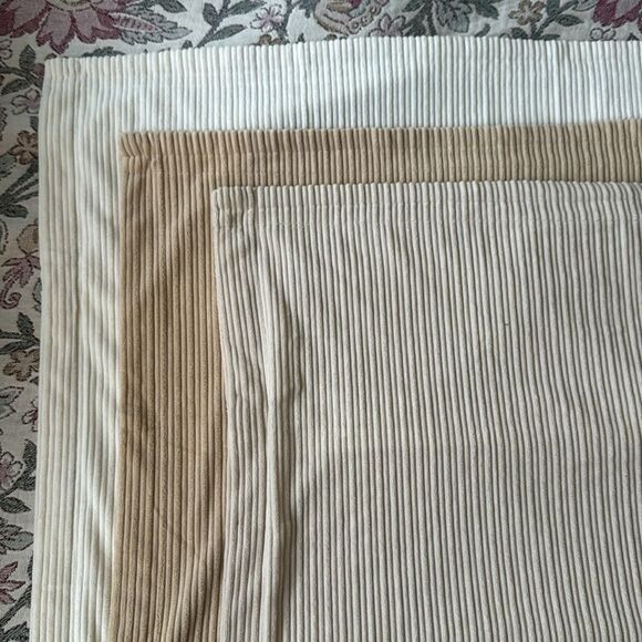 Macys | Coco Top 3 Set Corduroy Ribbed Pillow Covers 24x24 white, beige & camel - Picture 6 of 6